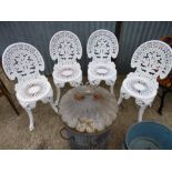 A SET OF FOUR ALUMINIUM GARDEN CHAIRS