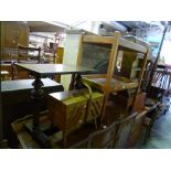 AN OAK OCCASIONAL TABLE, tea trolley and a sewing box (3)