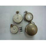 FOUR LATE VICTORIAN FAUX FOB WATCH MEMENTO CASES, three modelled as open face watches having Roman