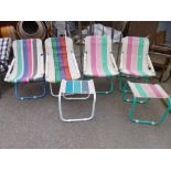 A SET OF FOUR FOLDING GARDEN CHAIRS, and two stools (6)