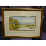 M. WHITEHEAD, 1920's, an English rural landscape in summer with pond before hills, watercolour,