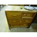 AN OAK CHEST, of two short and two long drawers