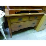 AN OAK CHEST, of two short and one long drawer