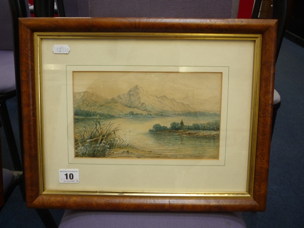 W. DE LA HUNT, 1894, a pair of lakeland landscapes, watercolour, 14cm x 23cm, one signed lower right