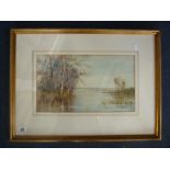W. SMITH, 1895, autumn riverscape with silver birches, watercolour, signed and dated lower right,