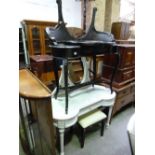 TWO MODERN DRESSING TABLES, with mirrors and a stool (3)