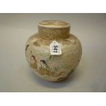 A JAPANESE SATSUMA JAR AND COVER, late Meiji to Taisho period, of ovoid shape with cylindrical