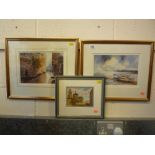 THREE LANDSCAPES, watercolours, by various artists (3)