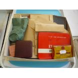 A BOX AND TIN OF WORLD COINS, to include three George V (Rocking Horse) Crowns e.f. and three 1937