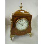 A FRENCH WALNUT MANTEL CLOCK, 18th Century style inlaid case, made for Walker & Hall