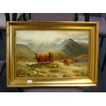 FINNEY, ERIC, 1994, highland landscape with long horn cattle, oil on canvas, signed and dated