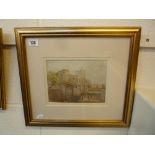 THE BARRACK GATE, small framed 19th Century, watercolour, unsigned, 24cm x 16cm