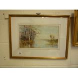 W. SMITH, 1895, autumn riverscape with silver birches, watercolour, signed and dated lower right,