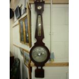 A 19TH CENTURY MAHOGANY BAROMETER, dial marked T. Millard Oxford St London (s.d.) and two long