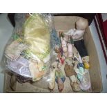 A COLLECTION OF SMALL BISQUE AND RESIN DOLLS AND FIGURES, with clothing (s.d.)