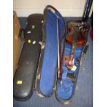 A CASED VIOLIN, made in Czechoslavakia and an empty violin hard case (2)