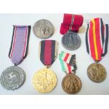 SIX GERMAN WWII ERA MEDALS, 1938 Luftshutz (2nd Class) silver coloured medal and ribbon, German Blue