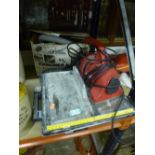 ONE KARCHER AND ONE HANDZIP HAND HELD VACUUM CLEANER, and a tile saw (3)