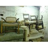 THREE EDWARDIAN ROSEWOOD INLAID CHAIRS, and a small bedroom armchair (s.d.) (4)