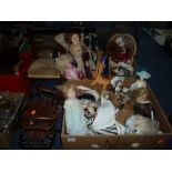 TWO BOXES AND LOOSE COLLECTORS DOLLS, CHAIRS, etc