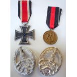 GERMAN ANTI PARTISAN BADGE, silver coloured pin back, German Anti Partisan badge, silver coloured,