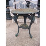 A HEAVY CAST IRON CIRCULAR PUB/GARDEN TABLE