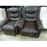 A PAIR OF ELECTRIC LEATHER RECLINING ARMCHAIRS, (s.d.)