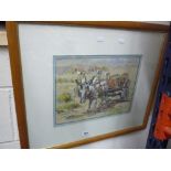 I. MARX, Donkey, Cart and figures, pastel, signed lower right, 27cm x 37cm