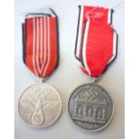 WWII ERA 1936 GERMAN OLYMPICS SILVER PLATED MEDAL AND RIBBON (COMMEMORATIVE), together with German