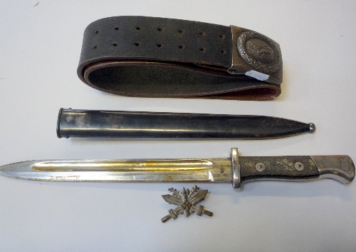 GERMAN ? WWII ERA BAYONET, two pin - plastic and chromed handle, marked VCS on blade 35cm, German