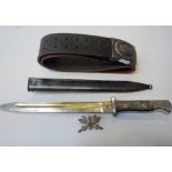 GERMAN ? WWII ERA BAYONET, two pin - plastic and chromed handle, marked VCS on blade 35cm, German