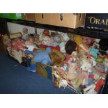 A LARGE QUANTITY OF TEDDY BEARS, DOLLS AND OTHER SOFT TOYS, to include Rosebud, Palitoy, Ideal,