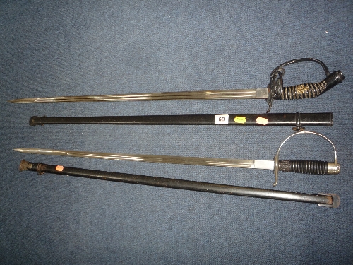 TWO OFFICERS DRESS SWORDS, German WWII 3rd Reich 34 inch blade, maker Siegfried Solingen Waffen, W K