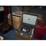 A HMV GRAMOPHONE, a HMV record player and a large quantity of records