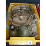 A BOX CONTAINING EIGHT MILITARY ISSUE ARMY STYLE WATER BOTTLES, WWII era, all contained in