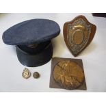 WWII ERA R.A.F. CAP, inside badge relates to 2541268 S.A.C. Warner (238 OCU) R.A.F. Colerne,