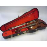 A CASED MURDOCH, MURDOCH & CO VIOLIN, with two piece back, bow and case