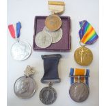 BRITISH WAR MEDAL AND VICTORY MEDAL, named to T-327319 DVR F. Hampshire Army Service Corps, together