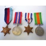 OHMS WWII BOX OF MEDALS, (4), 1939-45 Star, France and Germany Star, Defence and War medal (un-