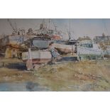 GORDON KING, 'Low Tide in the Channel Isles', watercolour, signed lower right, 53cm x 75cm