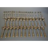 A COMPREHENSIVE KING'S PATTERN CANTEEN OF SILVER CUTLERY FOR 12 PLACE SETTINGS, makers mark WHG,
