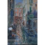 JOHN LINFIELD, Venetian Canal scene, watercolour, signed lower right, 34cm x 24cm