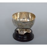 AN ELKINGTONS SILVER PUNCH BOWL, applied and pierced Art Nouveau style floral decoration, Birmingham