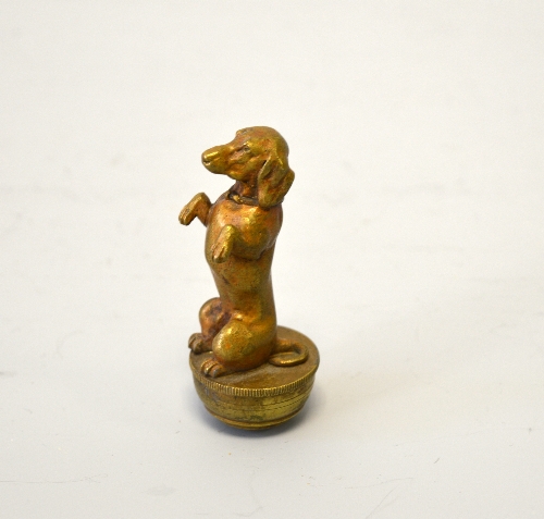 AN AUSTRIAN COLD PAINTED BRONZE OF A BEGGING DASHCHUND, mounted as a light pull, height - Image 2 of 2