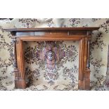 A LATE VICTORIAN/EDWARDIAN ROSEWOOD FIRE SURROUND, inlaid with Neo-Classical floral motifs etc,