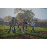 ROSEMARY SARAH WELCH, 'The Last Furrows', oil on canvas, signed lower right, titled verso, 60cm x