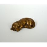 AN AUSTRIAN BRONZE FIGURE OF A SLEEPING DASHCHUND, approximate height 10cm