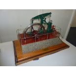 A LIVE STEAM MODEL OF A SINGLE CYLINDER BEAM ENGINE, not tested, no makers marks except plaque which