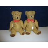 TWO DEANS/GWENTOYS GOLDEN PLUSH TEDDY BEARS, late 1960's/early 1970's, jointed bodies, vertical