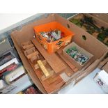 A WOODEN FORT SIOUX, with a quantity of unboxed and assorted Britains, Timpo, Crescent, Herald, Lone